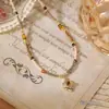 Popular Cadena Doble para Clavícula de Caballo con Piedra Natural Ojo de Tigre y Cuentas de Color Contrastante de Ainibeni, Collar de Moda y Versátil