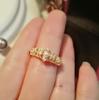 Joyería de lujo ligero estilo japonés anillo de plata S925 anillo sencillo para mujer chapado en oro de 18 quilates retro hueco con perla de agua dulce