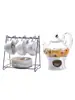 Conjunto de Xícaras de Chá Florais Simples Escandinavas Rosa Cinza Xícara de Café Chá de Frutas Chá da Tarde Bule Copo de Água