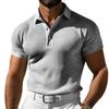 Camisa Polo de Manga Corta para Hombre Amazon Camiseta de Verano Talla Grande Europea y Americana Cuello Campana Botones Ajuste Delgado Tejido Gofrado Camiseta para Hombre
