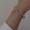 Pulseira Cobra Dourada com Diamantes Inteiros Distintiva Luxo Leve Moda Zircônia Cobra Pulseira Design de Nicho Sentido Joias Banhadas a Ouro Mulheres