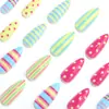 Unhas postiças de amêndoa macaron, listras de bolinhas contrastantes em cores de doce, adesivos de unhas postiças para garotas doces, arte de unhas atacado transfronteiriço