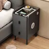 Mesa de cabeceira inteligente ultra-estreita, madeira maciça, multifuncional, pequena, simples, moderna, armário de cabeceira multifuncional com carregamento sem fio