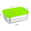 Contenedor de Almacenamiento de Alimentos de Acero Inoxidable 304 con Tapa de Silicona, Rectangular 720ml Lonchera, Sellado y a Prueba de Fugas, Portátil para Uso en Casa