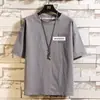 Camiseta de Manga Corta para Hombre, Versátil, de Moda, Delgada, Capa Base Simple, Holgada, Manga Media, Estampado de Letras, Talla Grande, Fabricante Original