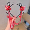 Estilo chinês Ano Novo acessórios para o cabelo meninas Hanfu festivo peruca de borla vermelha trança headband Bebê Ano Novo cocar
