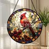 Colgante de Vidrio Rojo Berry Redbird Transfronterizo Colgante de Vidrio Colorido para el Hogar Decoración de Ventana Atrapasoles para el Jardín