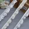 Ribete de Encaje de Algodón Elástico para Textiles del Hogar, Decoración de Faldas, Encaje Blanco Natural, Accesorios para Ropa, Encaje Elástico Fruncido 100% Algodón
