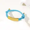 Al por mayor al contado transfronterizo Pulsera de doble cordón de ajuste Pulsera de cuerda trenzada ajustable de acero inoxidable multicolor con impresión y grabado de color UV