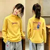 Nueva Camiseta de Manga Larga para Niñas Otoño e Invierno, Capa Base Térmica de Felpa Cálida, Cuello Medio Alto, para Niños Medianos y Mayores, Versátil Top Interior Cepillado