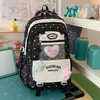 Mochila escolar estilo universitario para estudiantes de secundaria femeninas, linda mochila transparente de gran capacidad con estampado de estrellas, bolsa ligera de doble hombro