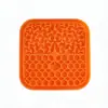 Alfombrilla de Silicona Naranja para Lamer Perros con 48 Ventosas, Pad de Premios Alimentador Lento de Doble Textura para Alivio de la Ansiedad, Alfombrilla para Lamer Mascotas para Perros y Gatos