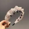 Tiara de Cabelo Antiderrapante com Dentes, Bordada à Mão com Pérolas, em Organza Dongdaemun Coreana para Mulheres, Acessório de Cabelo da Moda com Coroa Alta para Sair, Presilha de Cabelo Versátil