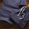 Verão Novo Algodão e Linho Terno Masculino Japonês Shorts Camiseta Algodão e Linho Terno Fino Macio Respirável Algodão e Linho Terno Lote