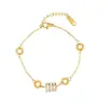 Collar y pulsera de acero de titanio de alta calidad, ligero, de lujo, sin decoloración, con números romanos, para hombre y mujer, diseño iins.