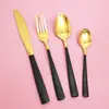 Juego de cubiertos de acero inoxidable de 4 piezas, cuchillo, tenedor y cuchara, suministros para restaurante occidental, comida occidental, cubiertos de acero inoxidable de 4 piezas