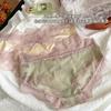 7A Bacteriostático Nuevo Estilo Encaje Deseo Puro Ropa Interior Fondo de Algodón Cintura Media Cómodo Suave Transpirable Amigable con la Piel Calzoncillos de Niña