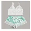 Roupa íntima sexy europeia e americana explosões sexy suspensórios de renda shorts de renda roupas femininas duas peças fonte atacado
