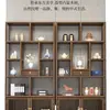Gabinete de Múltiples Tesoros Estilo Chino de Madera Maciza Gabinete de Té Estante de Almacenamiento Divisor de Olmo Adorno Gabinete de Té de Oficina Vitrina