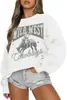 Talla Europea TransfronterizaTalla Europea Transfronteriza Sudadera Occidental para Mujer Kelxjia con Estampado de Vaquero Pulóver