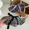 Pinza para el pelo de lazo con falda de cuadros retro, pinza de resorte estilo universitario para la parte trasera de la cabeza, accesorio para el cabello versátil estilo coreano