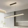 Lustre LED minimalista italiano para sala de jantar, moderno, simples, luxo leve, sensação de alta qualidade, balcão de bar, mesa de jantar, luminária linear para sala de jantar