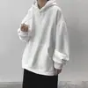 Sudadera de Color Puro Estilo Japonés Hombre Talla Grande Holgada Casual Deportiva Sudadera con Capucha Tendencia Estilo Coreano Chaqueta Atractiva Otoño