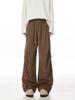 Calça Casual Reta Plissada de Veludo Cotelê Masculina Outono e Inverno Nova Moda Solta Versátil com Forro de Lã Grossa Calça de Perna Larga