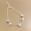 Pulseira de Pérolas Borboleta Azul Menta para Mulheres, Fashion e de Alto Padrão, Pulseira Doce e Delicada, Joia Fresca e Versátil para o Verão