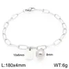 Pulsera Cuadrada de Moda con Letras Inglesas (26), Cadena Sencilla Tipo Clip Estilo Ins, Bola Redonda, Acero de Titanio Chapado en Oro de 18K