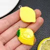 Mezcla de 15 Frutas Grandes de Resina Limón Kiwi Durian Lichi Joyería Artificial Accesorios Colgante DIY Colgante