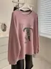 Cachorrinho fofo~ Moletom casual redondo de estilo coreano que rejuvenesce para mulheres! 26 blusa de outono e inverno soltinha e que afina, que te deixa com a pele mais clara