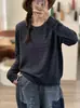 Nova Coleção Outono/Inverno 2026: Suéter Feminino Jacquard Espesso, Cor Sólida, Manga Longa, Corte Amplo, Perfeito como Camada Base