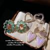 Pendientes de flor de esmeralda Mojito, pendientes de circón con forma de corazón de nácar Nanyang de la Sirena Ji