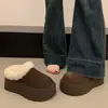 Botas de mujer estilo Birkenstock, de suela gruesa, forradas de polar, peludas, perfectas para usar al aire libre, nueva colección otoño/invierno 2026, botas de nieve fáciles de poner, pantuflas de algodón