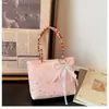 Bolsa de mão doce de moda com estampa de bolinhas e estrelas estilo coreano de alta aparência, bolsa de presente com laço da moda, bolsa tote estilosa