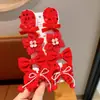 Novo Conjunto de Presilhas de Cabelo de Ano Novo para Crianças Festival da Primavera Vermelho Chinês Clipe Festivo de Feriado Clipe para Franja de Menininha Venda por Atacado