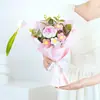 Buquê de Fios Trançados Criativos de Rosas e Girassóis, Flores Eternas Feitas à Mão para Seus Entes Queridos, Professores ou Buquês de Formatura