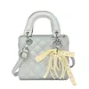 Bolso de Mano Estilo Tweed 2025 Nueva Moda Popular Bolso Princesa Diana Estilo K Ins Bordado Acolchado Hilo PU Bandolera Bolso para Mujer