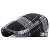Comércio exterior chapéu cor xadrez boina primavera e verão literário retro maré flat top boné jornaleiro grande cabeça circunferência cap