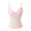 Top de tirantes finos Tencel Sexy para Chica Caliente 2026 Nuevo Estilo de Verano con Copas Acolchadas Camisola Moldeadora de Escote Profundo