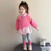 Conjunto de niña estilo coreano con bordado de gato en el dobladillo, nuevo conjunto de dos piezas de moda para primavera y otoño 2026 para niñas pequeñas