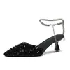 Sandalias de tiras de tacón de aguja ultra-fashionables, elegantes y sexys, con punta, lentejuelas y pedrería para mujer