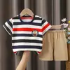 Nova chegada de algodão puro infantil manga curta terno algodão meninos crianças roupas meninas shorts esportes casa roupas terno verão fábrica