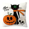 La Serie de Halloween Más Popular de Amazon Funda de Almohada de Lino Calavera Calabaza Fantasma Blanco y Negro Estampado Cojín Cojín para Sofá