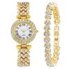Pulsera de estrella popular para comercio exterior transfronterizo, juego de reloj, correa de acero, diamantes completos, Romanos, correa de acero, reloj de cuarzo para mujer, fabricante, en stock