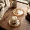 Nuevo producto transfronterizo: Bandeja de Cristal con Cuentas de Color Ámbar para Joyería, Adorno Decorativo de Escritorio, Accesorio Popular para Fotografía