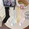 Calcetines Finos de Verano para Mujer, Calcetines Apilados con Lazo Dulce, Versátiles de Estilo Coreano Ins de Media Pantorrilla, Ultradelgados