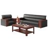 Sofá de Oficina de Cuero Combinación Mesa de Centro Negocios Sencillo Recepción para Tres Personas Muebles de Oficina Recepción Estilo Nuevo Chino