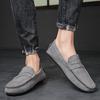 Zapatos Adhesivos de Punta Redonda de Color Sólido Gris Jaspeado de Tacón Plano de Caña Baja para Primavera 2025 Zapatos de Beanie Diarios de Moda